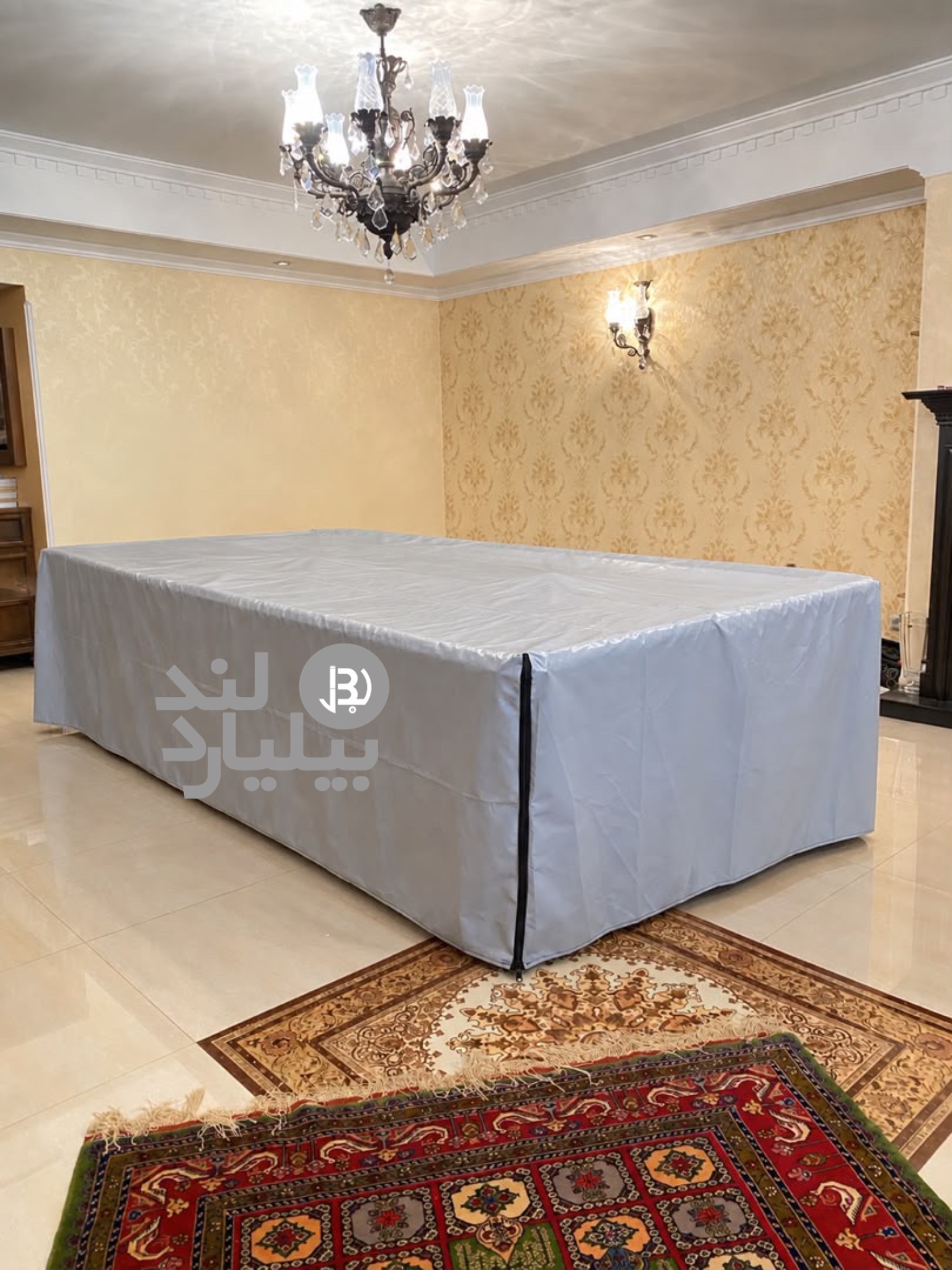 کاور میز مینی اسنوکر (اسنوکر 10 فوت) مدل فول کاور زیپ دار رنگ نقره‌ای