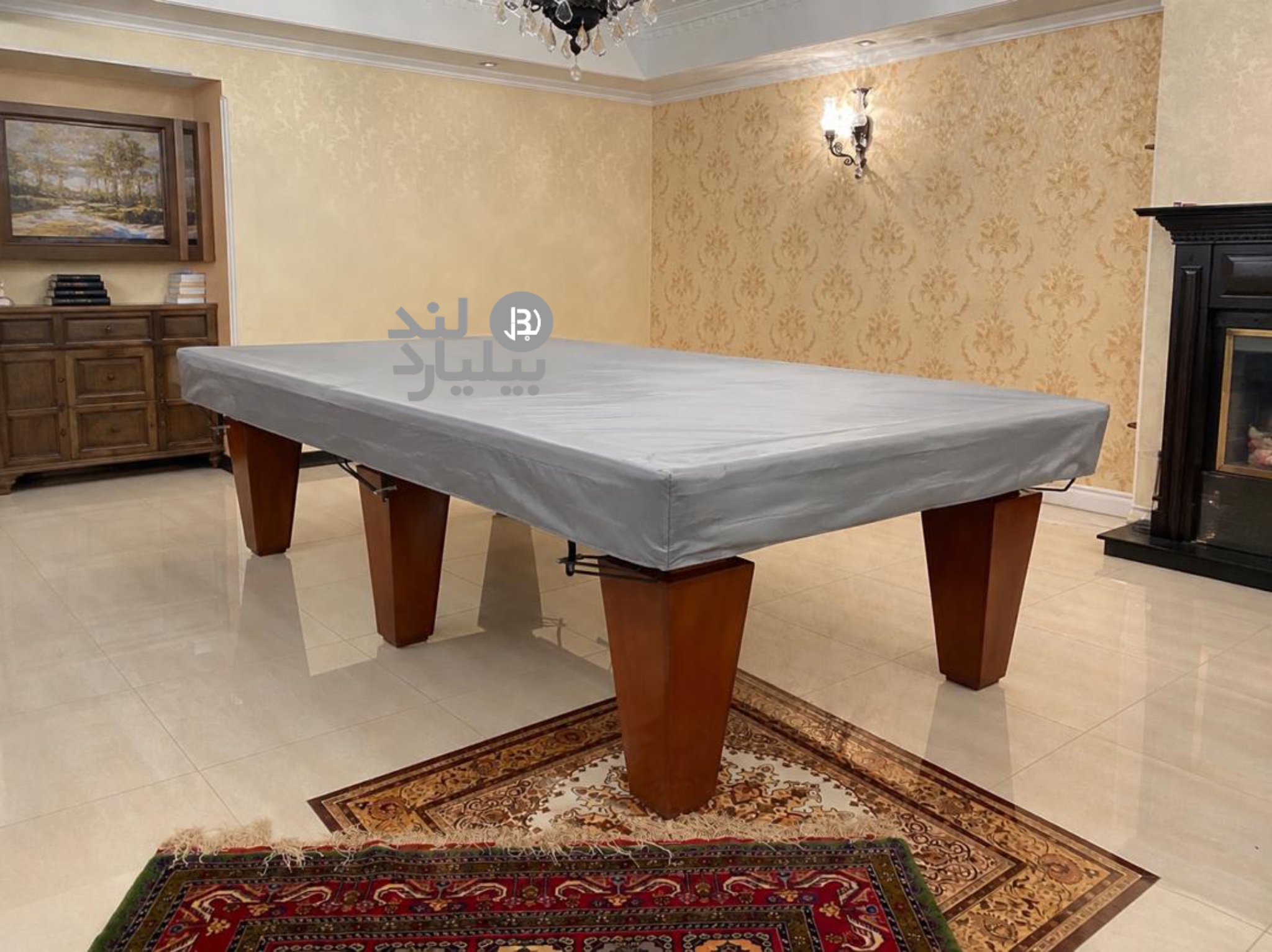 کاور میز بیلیارد و اسنوکر ۱۰ فوت مدل تاپ کاور کش دار رنگ نقره‌ای