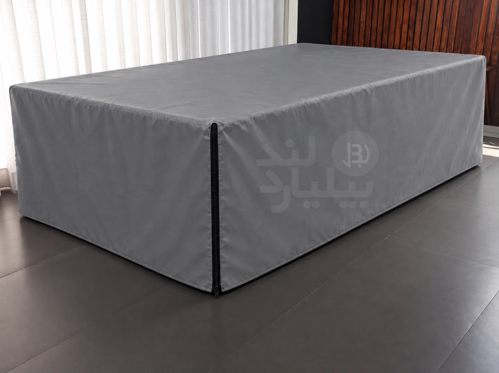 کاور میز بیلیارد ۸ فوت مدل فول کاور زیپ دار رنگ نقره‌ای